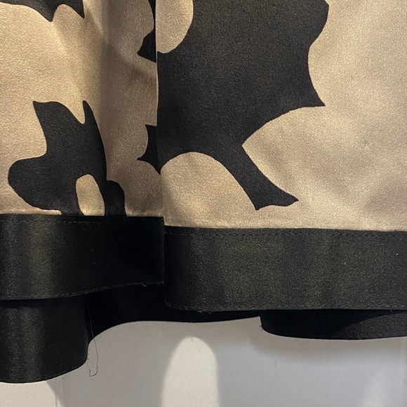 Romantic Flowy Floral Silk Pleated A-Line Skirt Albert Nipon Black Tan Size 12 - Picture 6 of 11